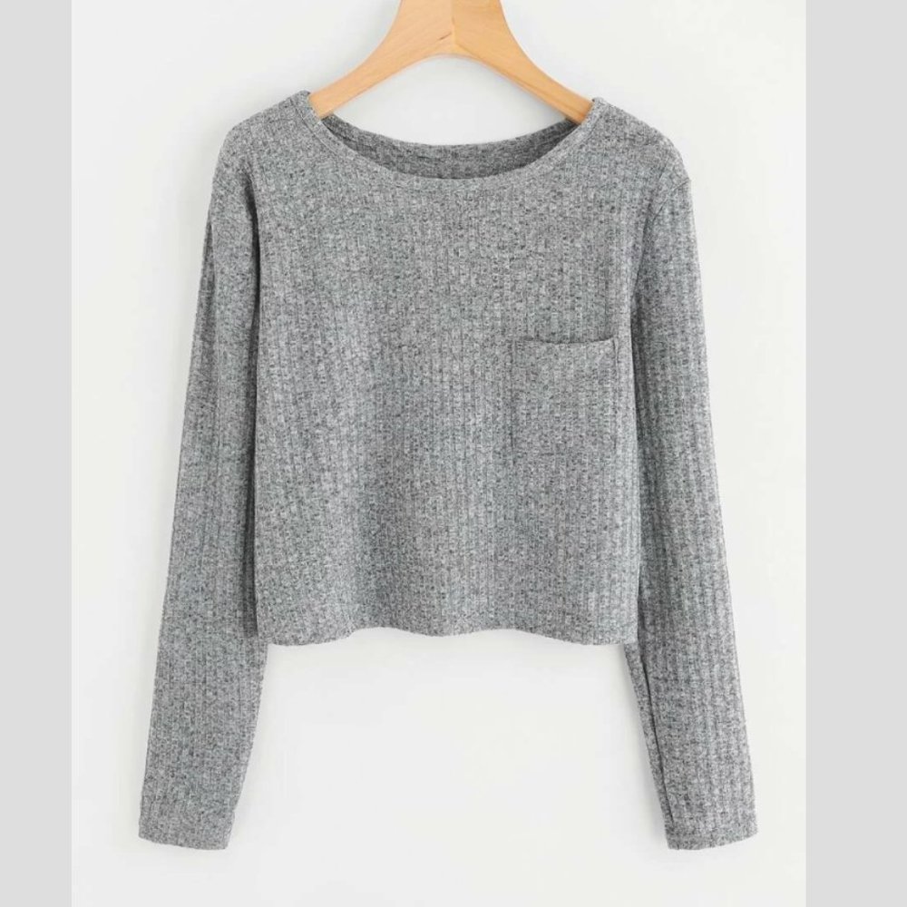 Gray soft front pocket sweater